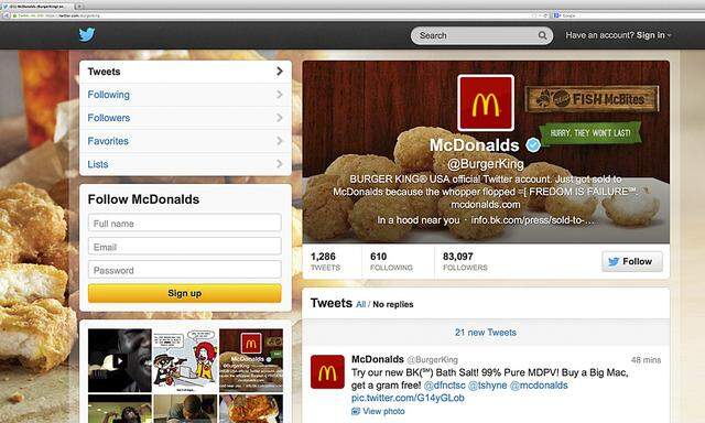 TwitterStreich Burger King McDonalds