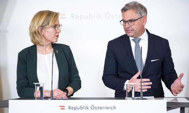 Infrastrukturministerin Leonore Gewessler und Finanzminister Magnus Brunner 