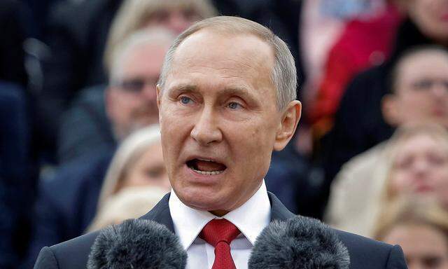 Russian President Vladimir Putin speaks during the celebrations for the City Day in Moscow