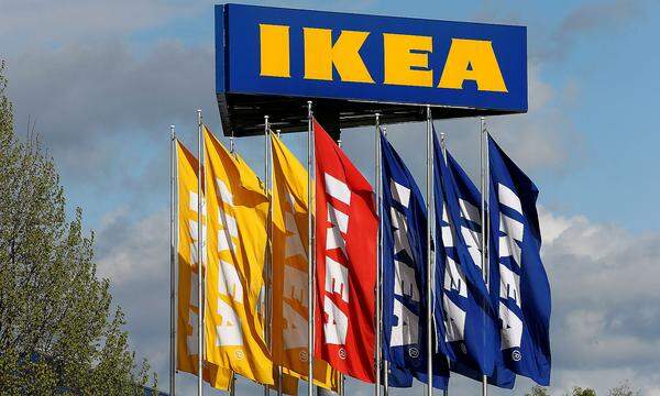 FILE PHOTO: Flags and the company's logo are seen outside of an IKEA Group store in Spreitenbach