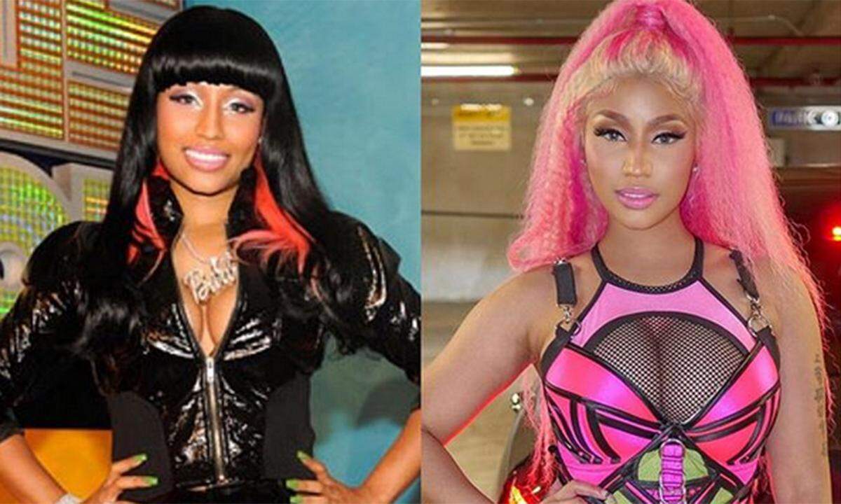 Bei Sängerin Nicki Minaj hat sich im Laufe der Zeit nicht nur ihre Haarpracht vergrößert, sondern auch ihre Liebe für Farben.