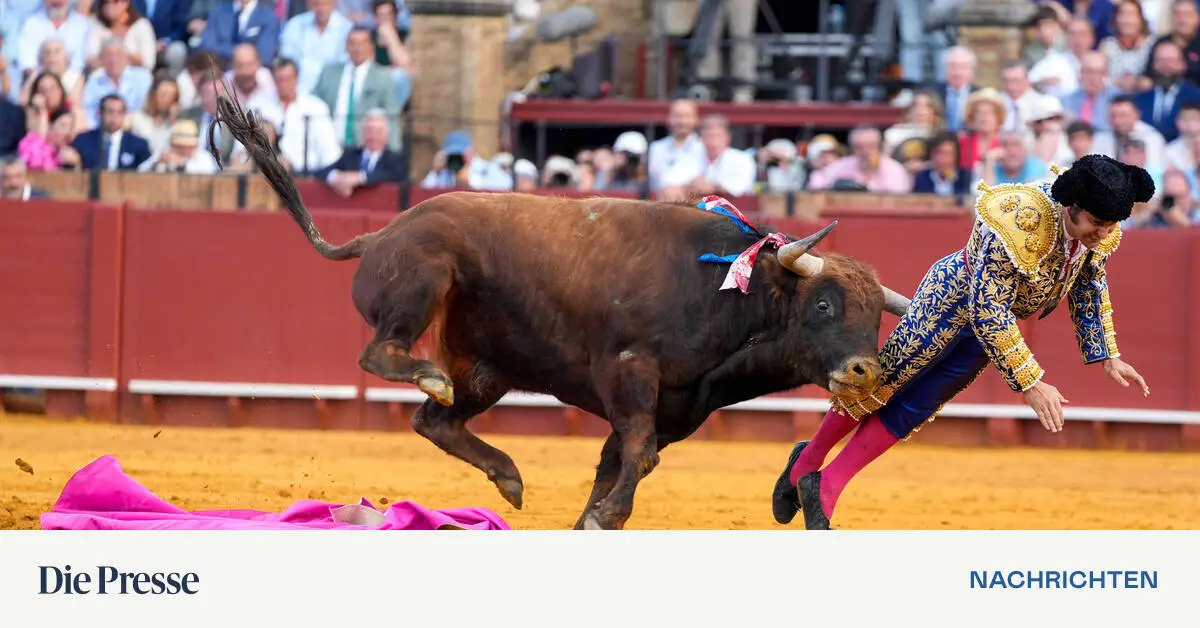 Stier-in-Sevilla-spie-t-Torero-auf