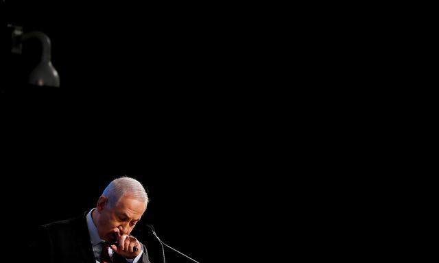 FILE PHOTO: Israeli Prime Minister Benjamin Netanyahu gestures as he speaks at the Cybertech 2019 conference in Tel Aviv