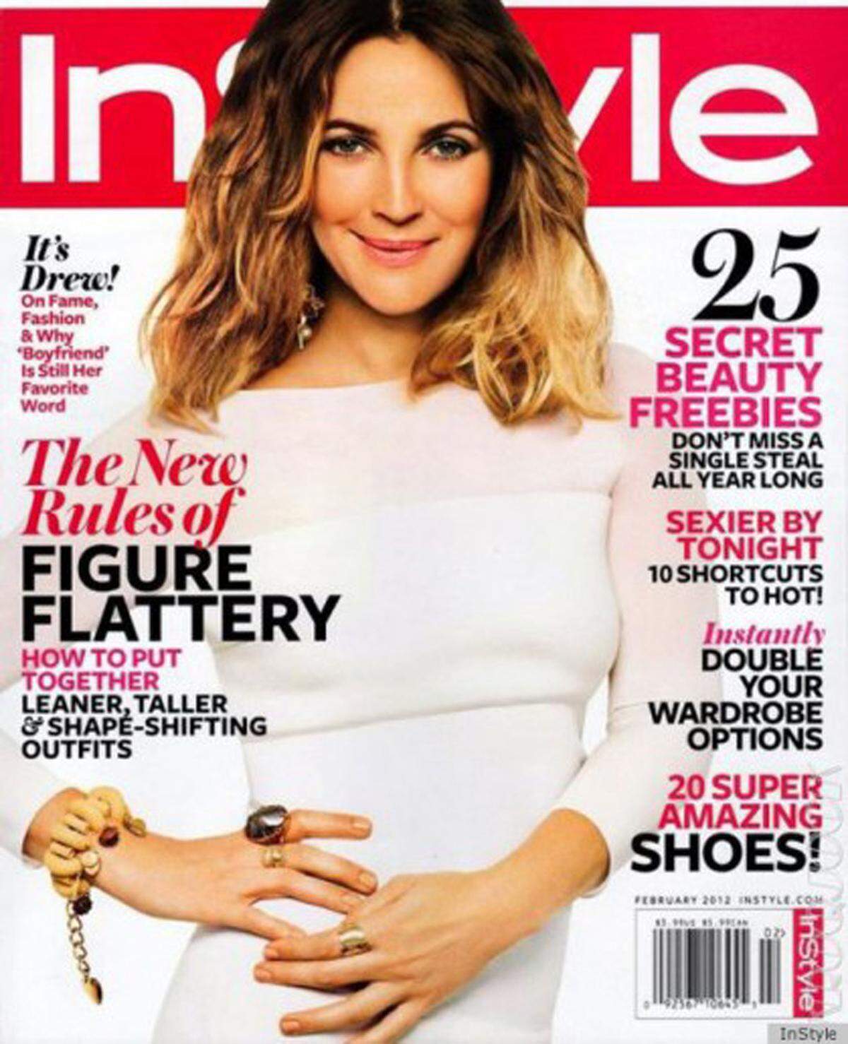 Botox in den Wangen und Lippen: Wie frisch vom Schönheitschirurgen wirkt Drew Barrymore am Cover der Instyle. Und auch hier schreibt das Magazin "It's Drew!".