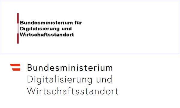 Bis auf die Fahne und den Schrifttyp hat sich der Logo-Auftritt des Ministeriums für Digitalisierung und Wirtschaftsstandort, geführt von Margarete Schramböck (ÖVP), kaum verändert. Im Bild: oben das alte Logo, unten das neue Logo  