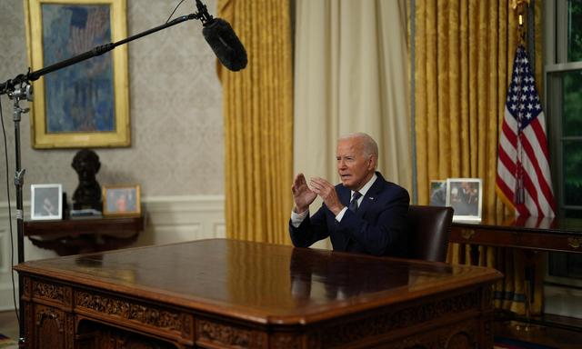 Fernsehansprache von Joe Biden vom OVal Office aus am 14. Juli.  