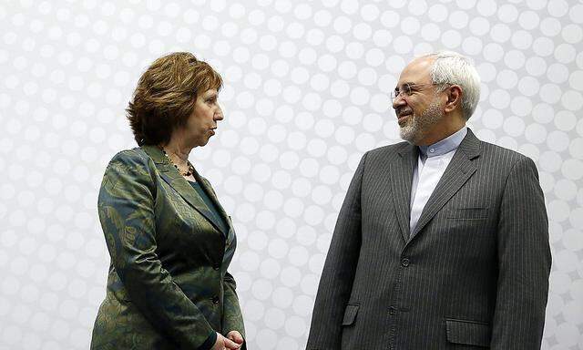 EU-Chef-Außenpolitikerin Catherine Ashton mit Irans Außenminister Mohammed Javad Zarif in Wien
