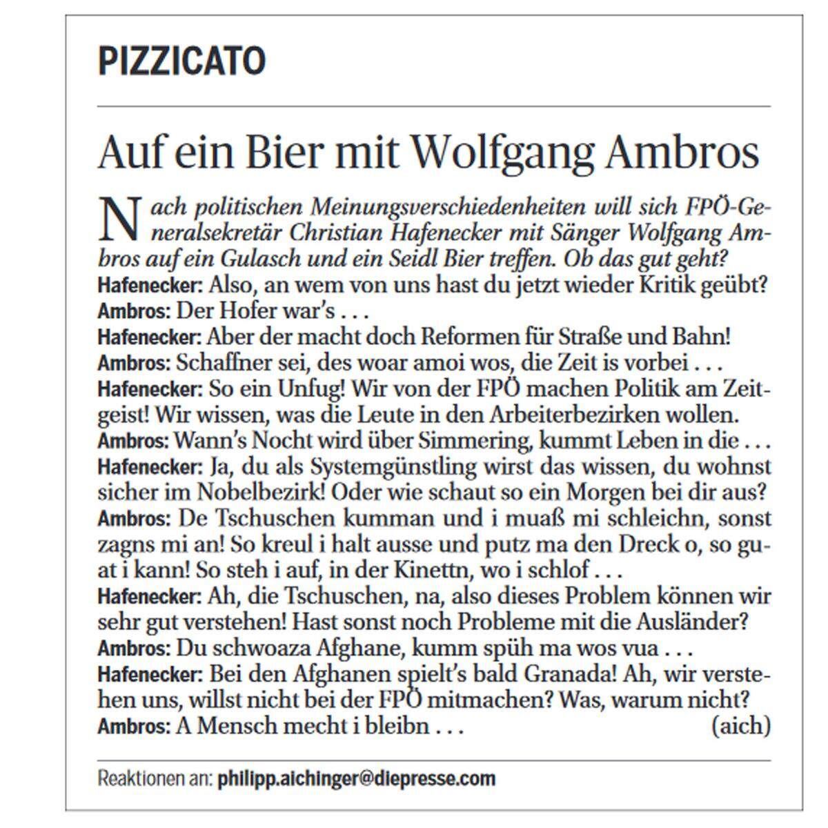 Veröffentlicht am 9. August 2018 Nach einem politischen Streit will sich die FPÖ mit Sänger Wolfgang Ambros versöhnen. Ob das gut geht?  