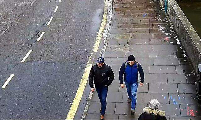 Alexander Petrov and Ruslan Boshirov, who were formally accused of attempting to murder former Russian spy Sergei Skripal and his daughter Yulia in Salisbury, are seen on CCTV in an image handed out by the Metropolitan Police in London