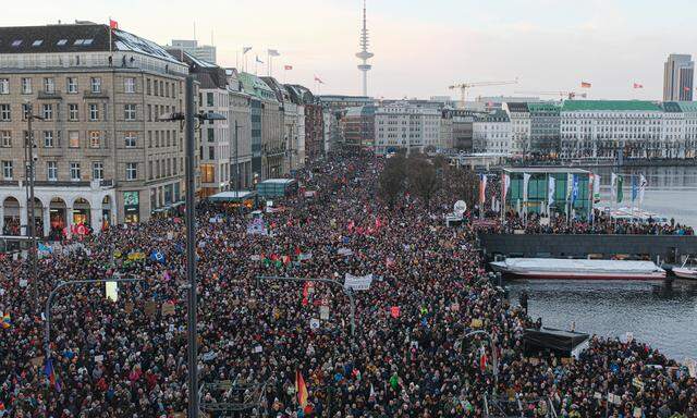 In Deutschland (Bild: Hamburg) wurde am Wochenende gegen die AfD protestiert