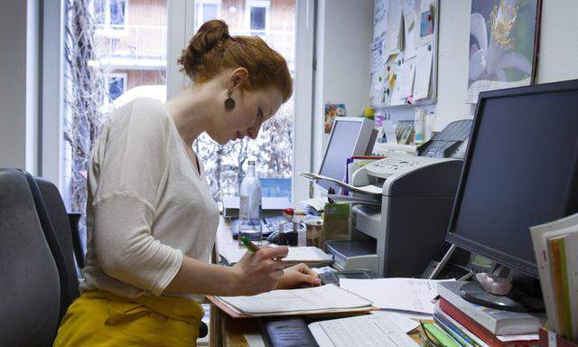 Young woman checking form 