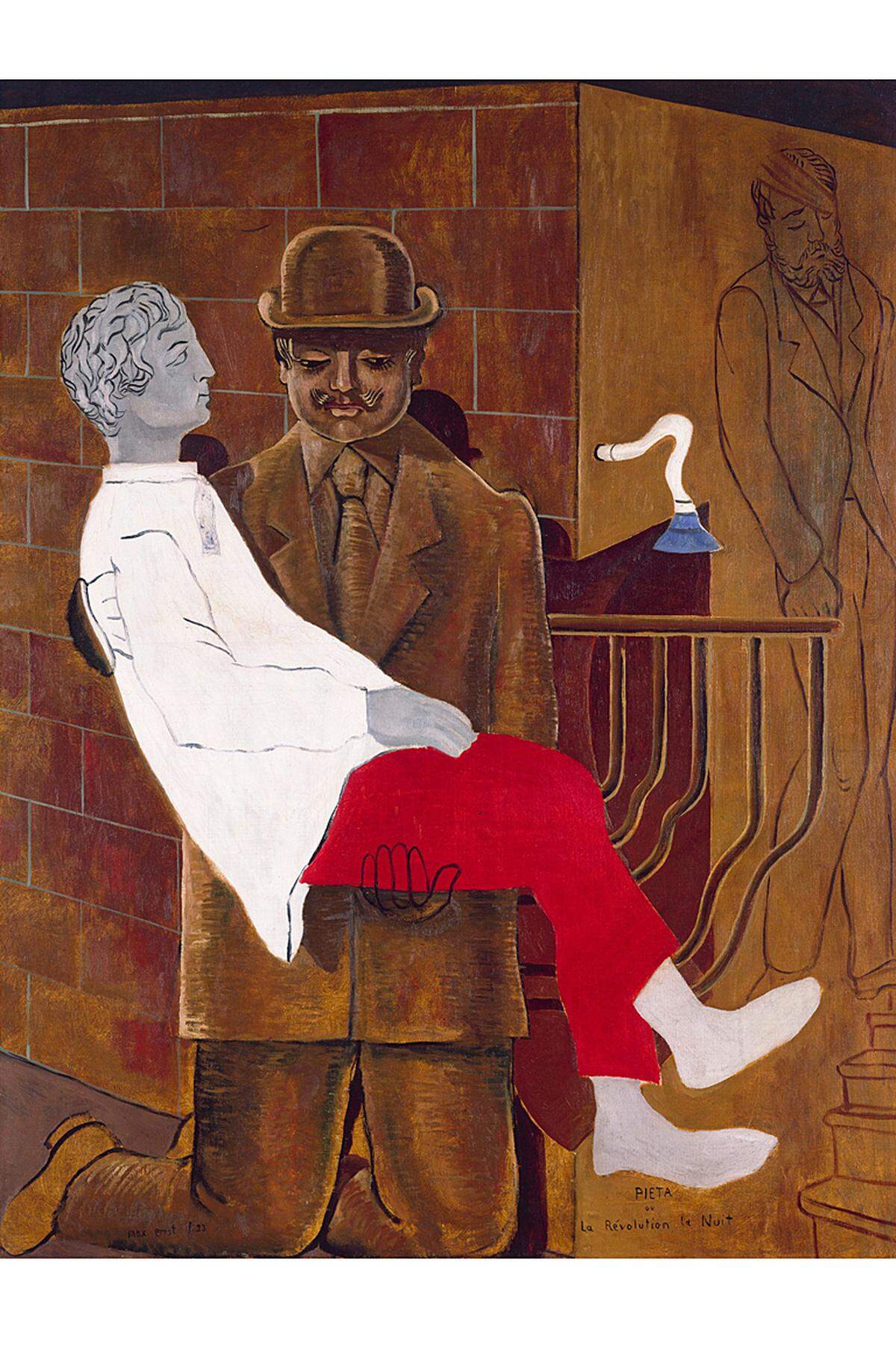 Der Künstler gilt als Pionier des Surrealismus und entdeckte raffinierte Techniken wie Frottage, Grattage und Drip Painting. Letzteres wurde durch Arbeiten des US-Expressionisten Jackson Pollock populär.Im Bild: Pietà oder die Revolution bei Nacht (1923, (c) VBK, Wien 2013 / Tate, London 2012)