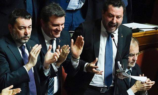 Salvini gab sich im Senat kämpferisch.