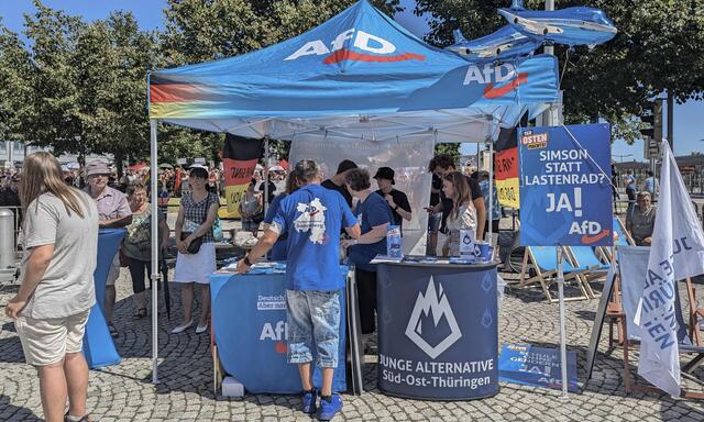 Archivbild eines Wahlstandes der Jungen Alternative, der Jugendorganisation der deutschen Rechtsaußenpartei AfD.