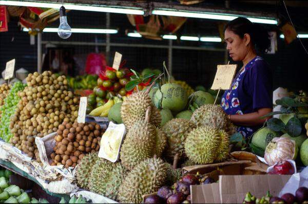 Die Stinkfrucht Durian lässt man besser nicht lange zuhause herumliegen.
