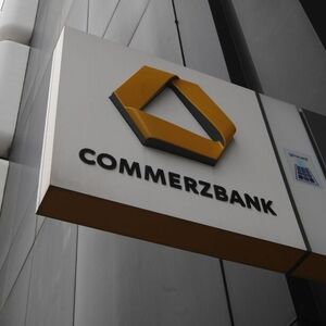 The logo of Germany's Commerzbank is pictured at a branch in Dortmund