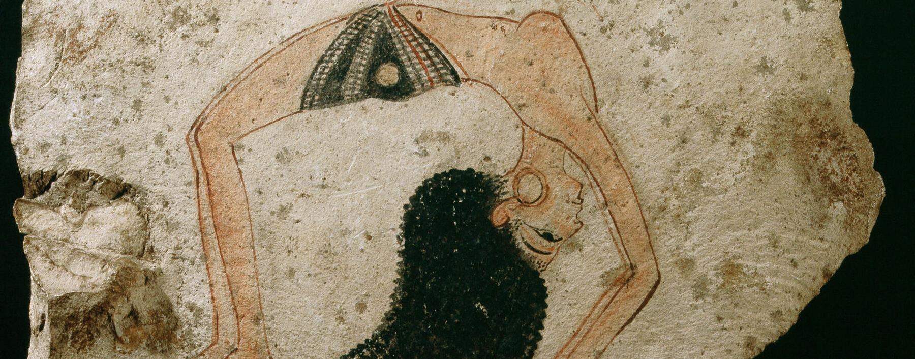 Gelenkige Ägypterin. Gemalt auf einem Ostrakon, der Scherbe eines Gefäßes, um 1200 v. Chr.