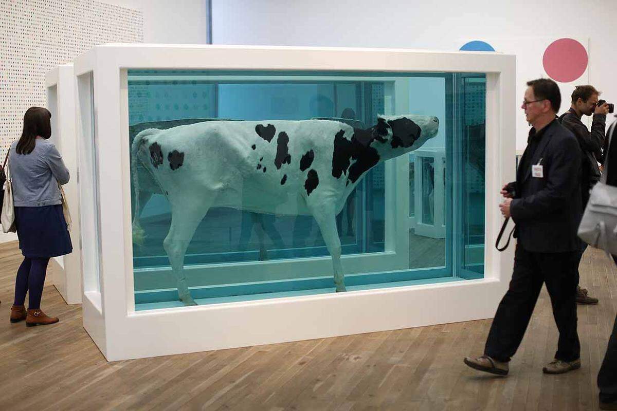 Für "Mother and Child, Divided", erstmals 1993 bei der Biennale in Venedig präsentiert, schnitt Hirst eine Kuh und ein Kalb in der Mitte durch.