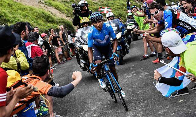 Legendäres Bild, 2018 bei der Tour: 2021 ist Nairo Quintana bei der Tour de Alps unterwegs.