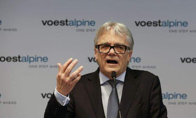 Voestalpine CEO Eder addresses a news conference in Vienna