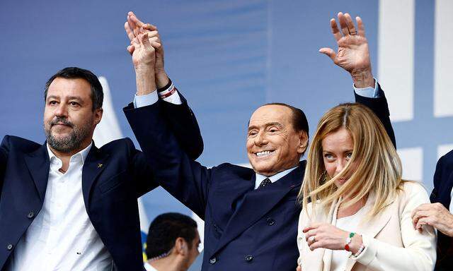 Italy's centre-right coalition closing campaign rally in Rome