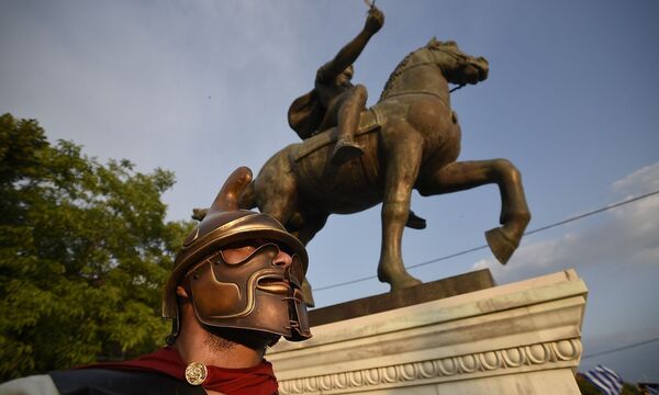 Sowohl eine griechische Region als auch der Staat Mazedonien beanspruchen den Namen für sich - hier ein Bild von einer Demonstration in der griechischen Stadt Pella.