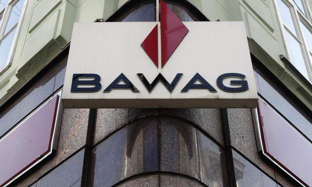 BAWAG P.S.K. logo is pictured at a branch office in Vienna