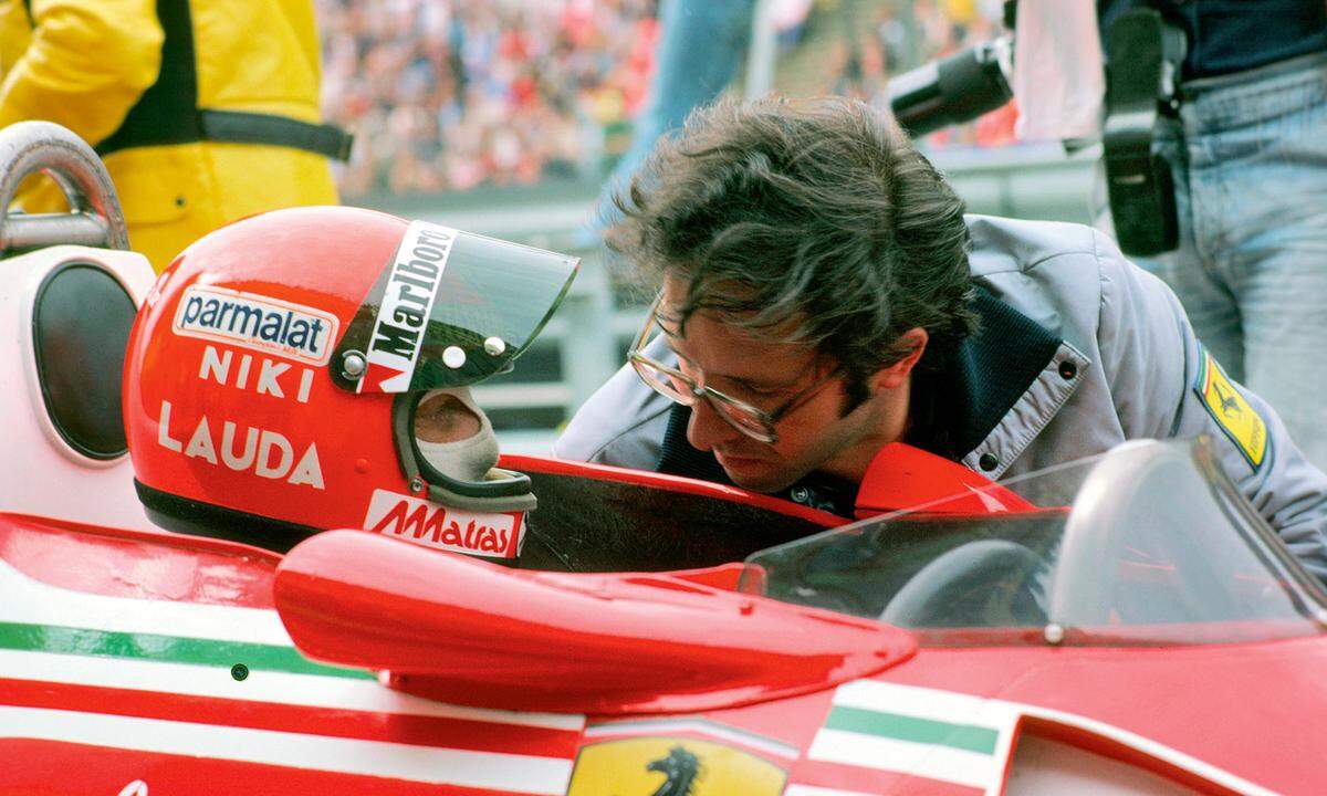 Mauro Forghieri war der technische Wunderwuzzi jener Tage. Die Zusammenarbeit mit Lauda (wie auch das Verhältnis zu Enzo Ferrari) war toll und chaotisch, es flogen die Fetzen, nach dem Aufräumen ging wieder was weiter.