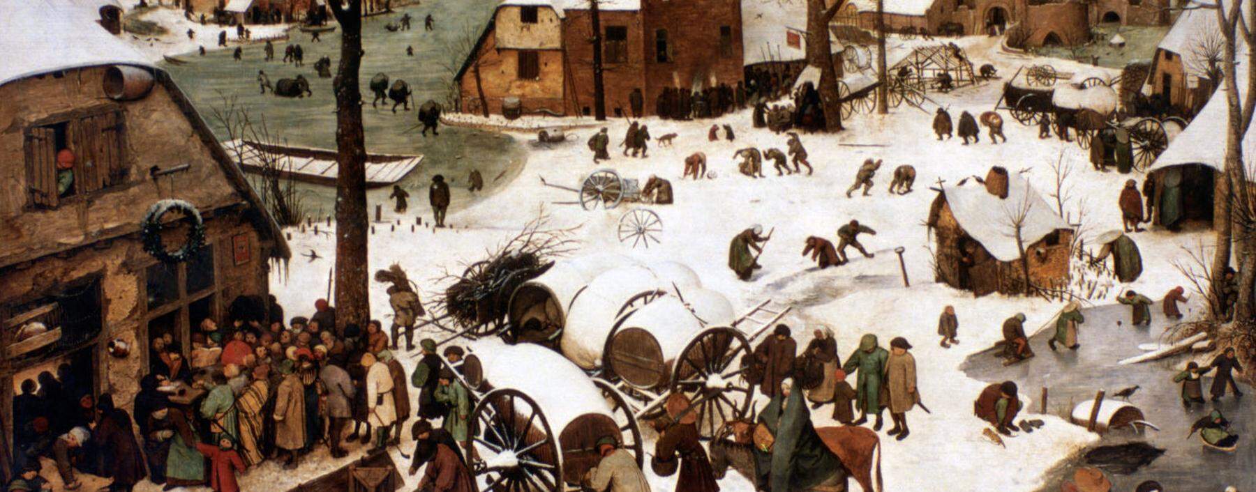 Die Geschichte von Weihnachten hat viel gemeinsam mit dem Bethlehem-Bild (1566) von Pieter Bruegel: Man muss das Wesentliche erst suchen. 