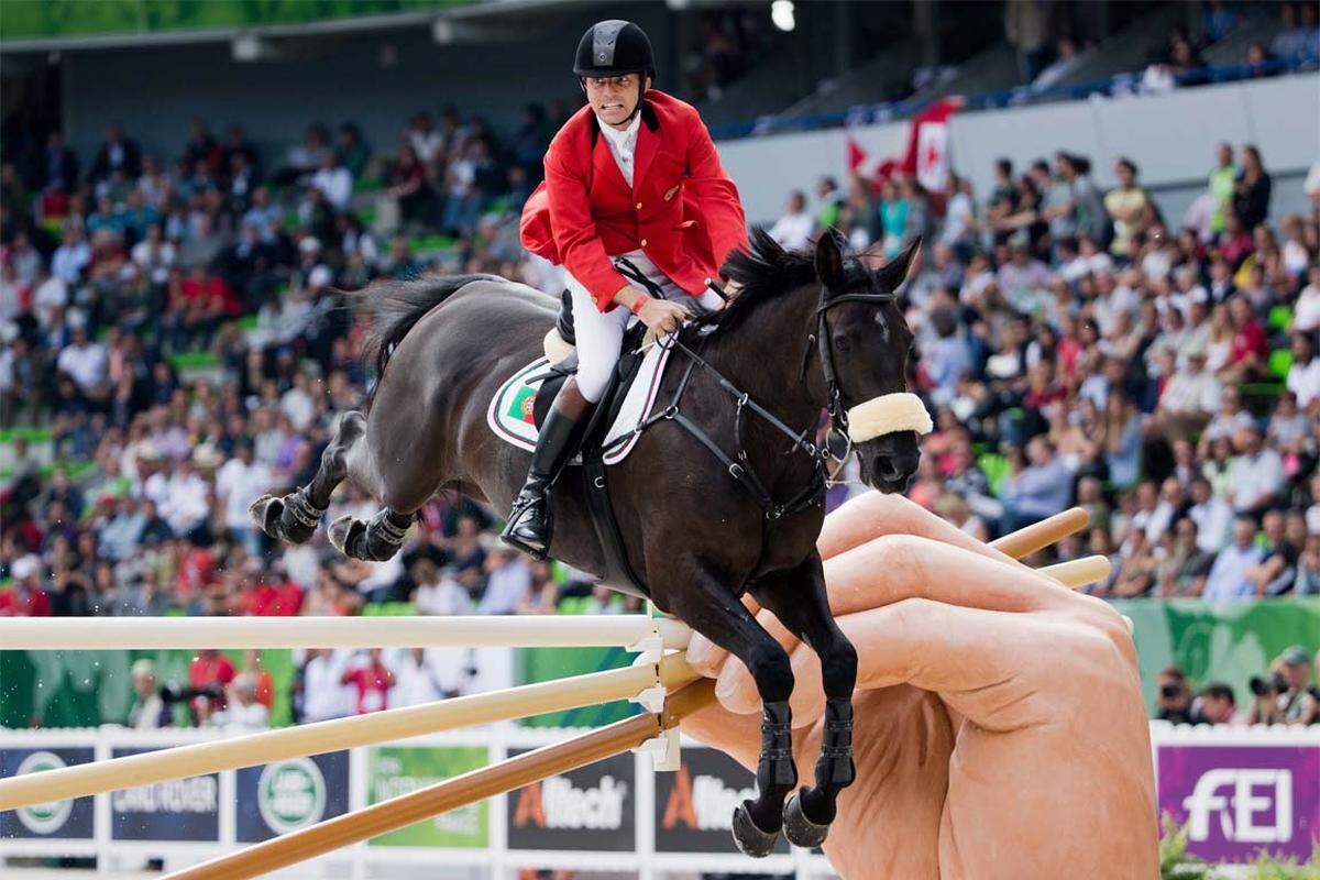 Ein interessantes Hindernis bei den World Equestrian Games 2014 in Caen, Frankreich.