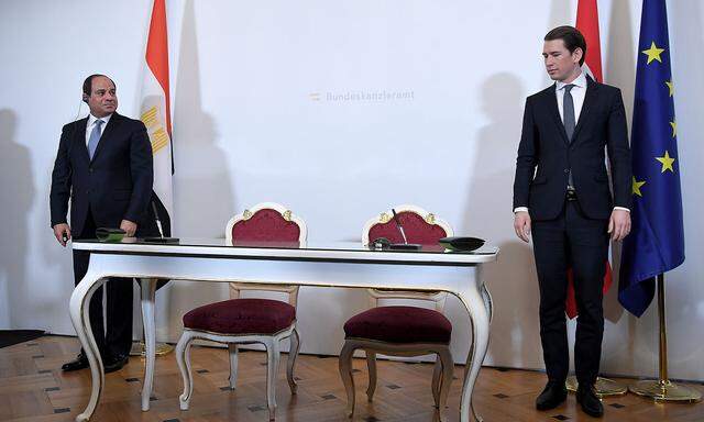 Gute Beziehungen. Der ägyptische Präsident Abdel Al-Sisi (l.) mit Kanzler Sebastian Kurz im Rahmen eines Staatsbesuches Al-Sisis in Wien im Dezember 2018. 
