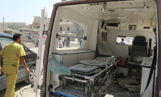 Ein beschädigter Krankenwagen in Aleppo.