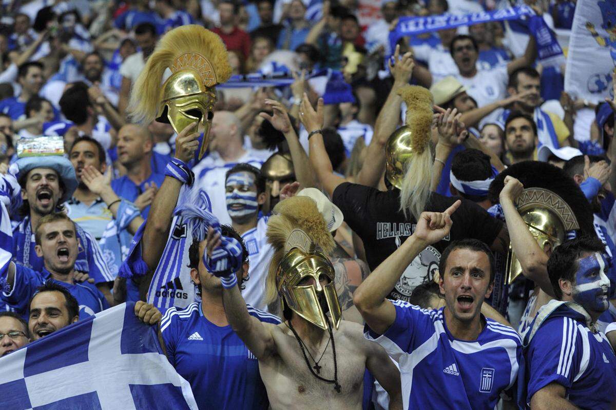 Der Jubel der griechischen Fans kannte schon zur Halbzeitpause keine Grenzen.