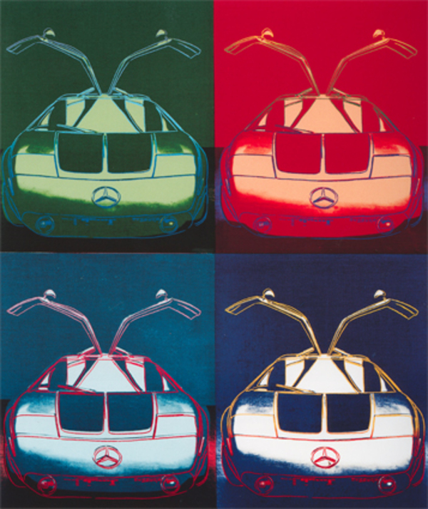 Die Daimler Kunst Sammlung zählt zu den bedeutenden deutschen Unternehmenssammlungen. Andy Warhol Mercedes-Benz Typ C 111 Versuchswagen, 1970 1986, Siebdruck, Acryl auf Leinwand