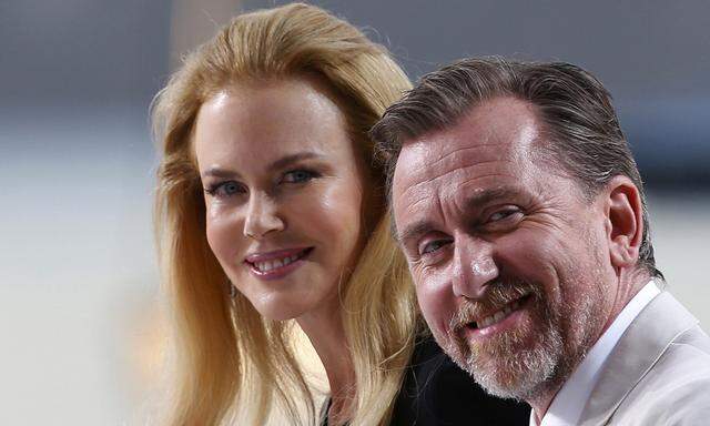 Actress Nicole Kidman and actor Tim Roth are seen at the Grand Journal de Canal+ television studio on the Croisette on the eve of the opening of the 67th Cannes Film Festival in Cannes