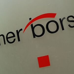 The Vienna Stock Exchange (Wiener Boerse) logo is displayed next to the company's street entrance in Vienna