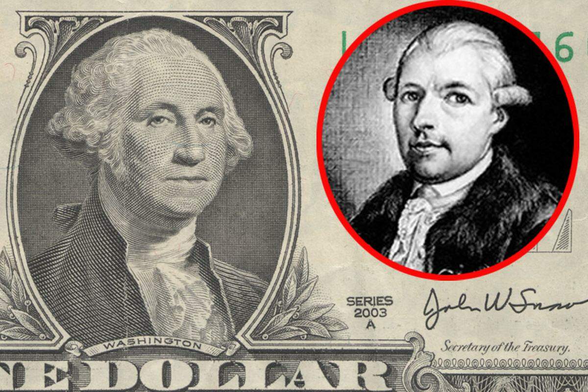 Ein besonders wüste Theorie hat mit dem Gründervater der Vereinigten Staaten zu tun. George Washington soll heimlich durch Adam Weishaupt, dem deutschen Gründer des Illuminatenordens, ersetzt worden sein. Der "Beweis": Die angebliche Ähnlichkeit zwischen Weishaupt (r.) und dem Washington-Porträt auf der Ein-Dollar-Note. Machen Sie sich selbst ein Bild.