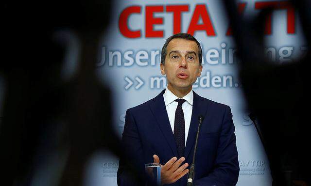 Austrian Chancellor Kern addresses a news conference in Vienna