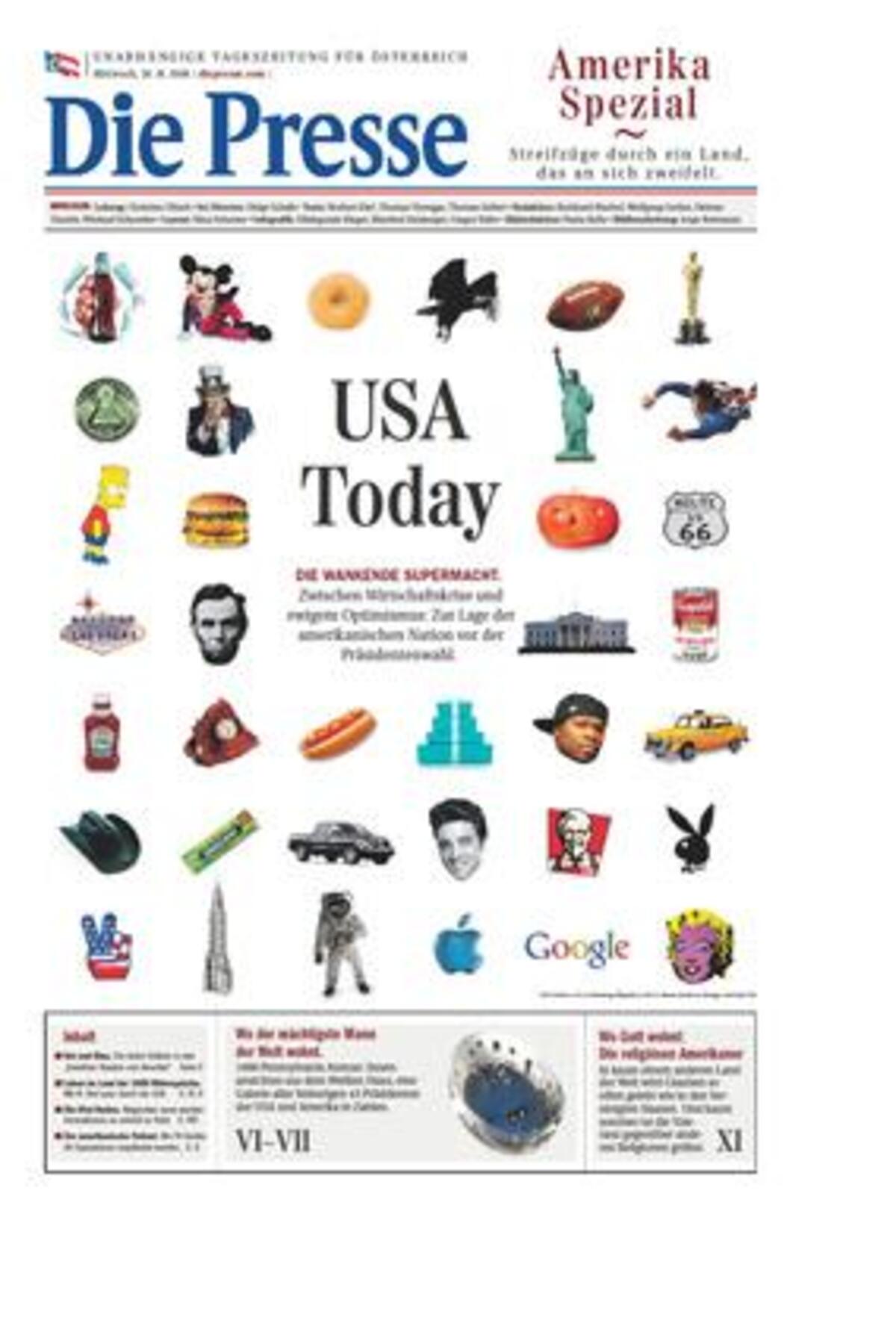 An diesem Tag wurde nicht nur die Titelseite prämiert. Das Spezialheft zur US-Wahl (im Bild) wurde in der Kategorie "Beilagen" ausgezeichnet.