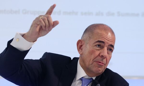 Schumacher, CEO of Austrian lighting group Zumtobel, addresses a news conference in Vienna