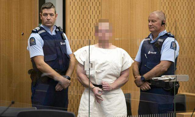 Der Attentäter Brenton Tarrant (28) am Samstag im Gericht von Christchurch.