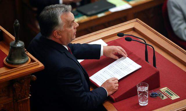 Ungarns Regierungschef Viktor Orbán im ungarischen Parlament.