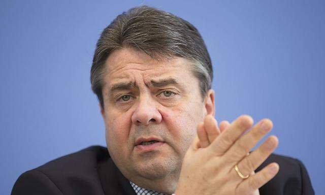 German Economy Minister Gabriel attends news conference in Berlin 