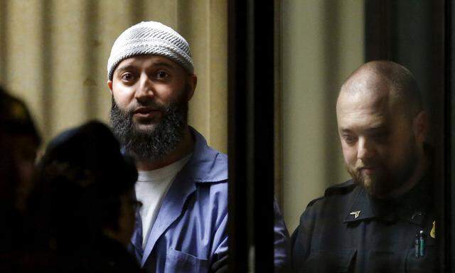 File photo of convicted murderer Adnan Syed leaving the Baltimore City Circuit Courthouse in Baltimore, Maryland