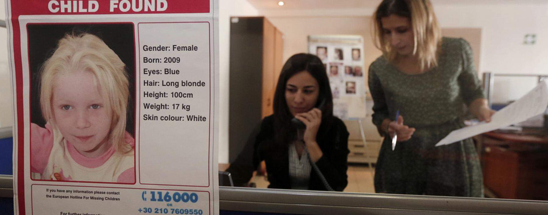 A poster of Maria is seen in the office of the ´Smile of the Child´ charity in Athens