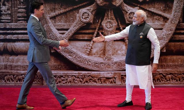 Schon damals waren die Beziehungen kühl: Narendra Modi (rechts) und Justin Trudeau 