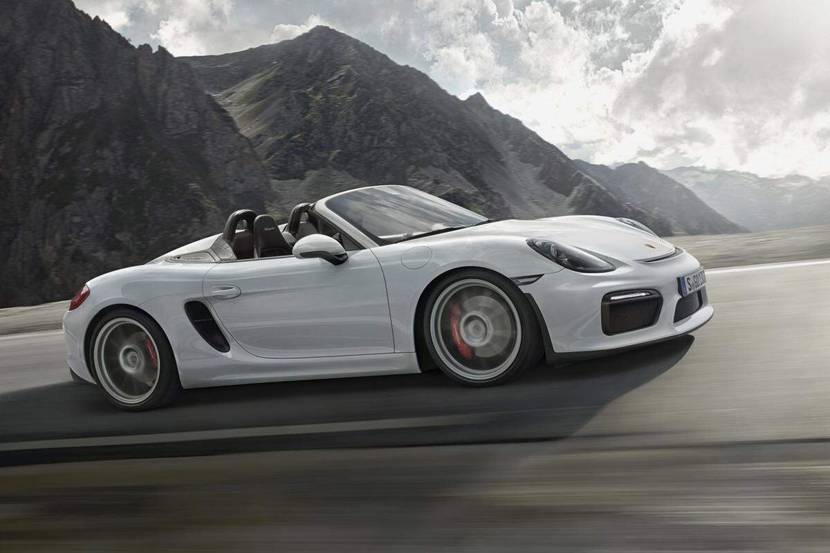 Platz 22: Porsche Boxster Spyder • Leistung: 375 PS • Leergewicht: 1348 Kilogramm • Verbrauch ECE, Super plus: 9,9 l/100 km • Testverbrauch: 11,5 l/100 km. 