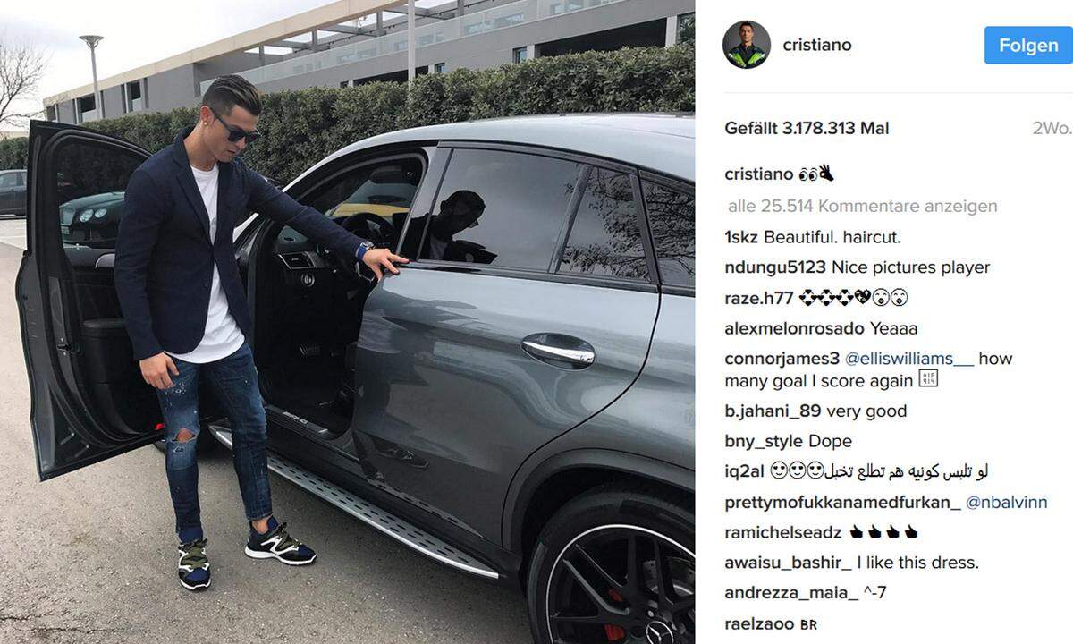 Deutlich günstiger ist da das dunkelgraue Mercedes-AMG GL3 63 S Coupé, das Ronaldo sich kürzlich zugelegt hat. Der 585 PS starke Benz ist das brutalste SUV seiner Klasse.