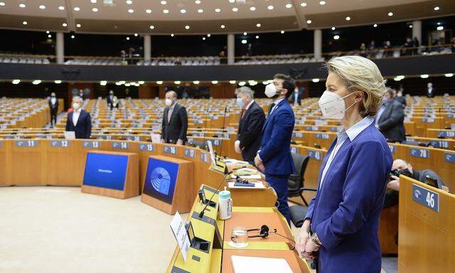 EU-Kommissionspräsidentin Ursula von der Leyen stand am Dienstag den EU-Abgeordneten Rede und Antwort. 