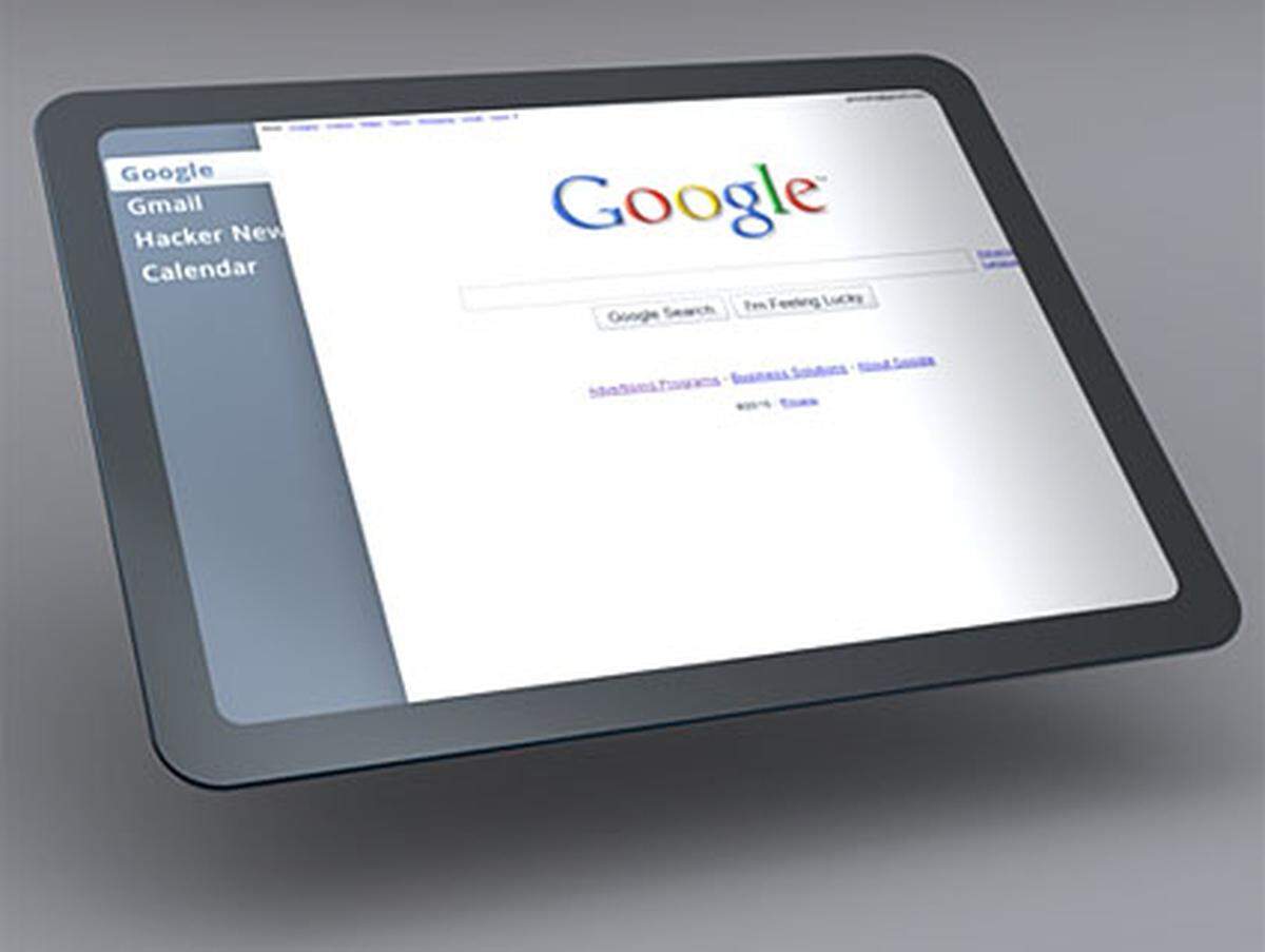 Tabs können am potentiellen Google-Tablet nicht nur, wie vom Browser Chrome gewohnt, am oberen Bildschirmrand, sondern auch seitlich angeordnet werden. Für Tablets ist das durchaus praktisch, weil sich dort auch der linke Daumen befindet wenn man das Gerät in Händen hält.
